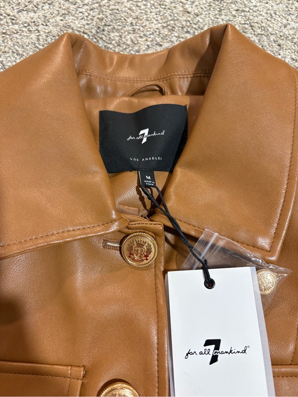 7 for all mankind faux leather utility jacket brown NWT size medium - Picture 3 of 6